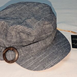 Cardani Gray Newsboy Cap with Wooden Accent